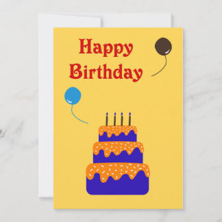 Cake With Balloon - Birthday Card