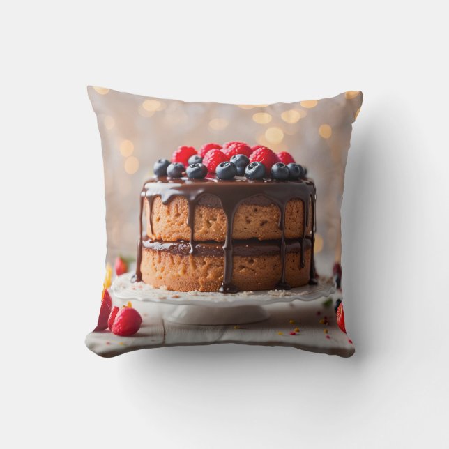 Cake With Berries On Top Cushion (Front)