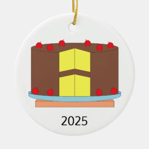 Cake with Cherries Ceramic Ornament