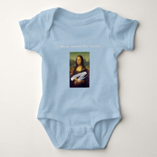 Caked Mona Lisa ‘think about the earth’ Slogan Fan Baby Bodysuit