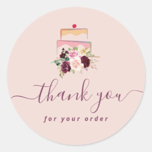 cakery floral thank you classic round sticker