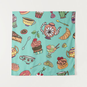 Cakes Confections: Vintage Seamless Pattern Tapestry