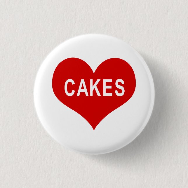 CAKES Red Love Heart Button (Front)