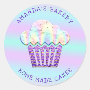Cakes Sweet Cupcake Home Vegan Bakery Blue Purple Classic Round Sticker