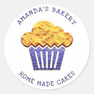 Cakes Sweet Cupcake Home Vegan Bakery Glitter Gold Classic Round Sticker