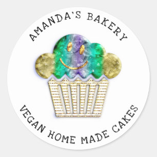 Cakes Sweet Homemade Bakery Muffins Lux Gold Classic Round Sticker