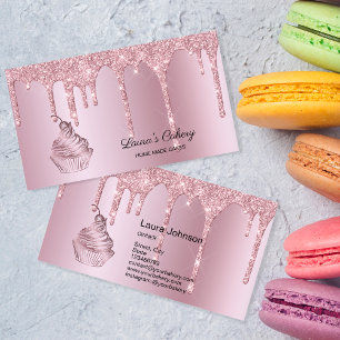 Cakes & Sweets Cupcake Bakery Dripping Rose Gold Business Card