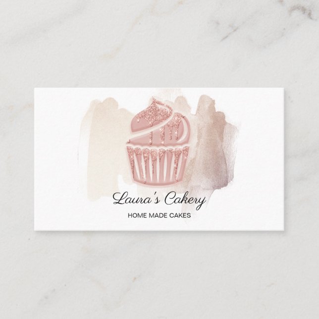 Cakes & Sweets Cupcake Home Bakery Cute Modern Bus Business Card (Front)