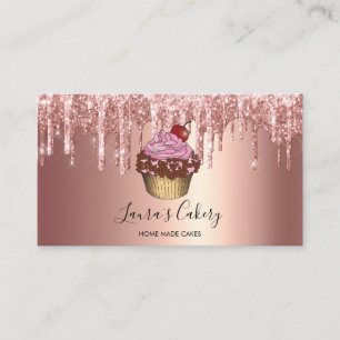 Cakes & Sweets Cupcake Home Bakery Dripping Gold B Business Card