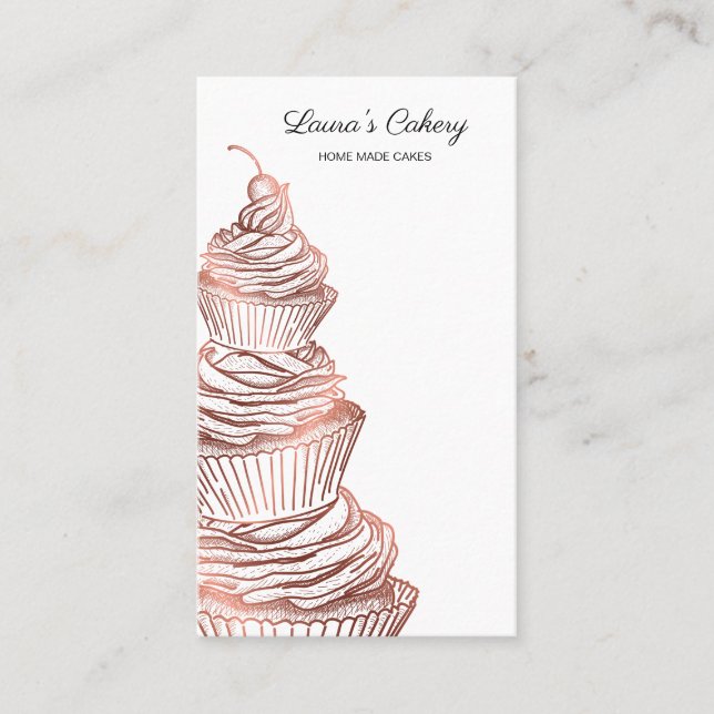 Cakes & Sweets Cupcake Home Bakery Dripping Gold Business Card (Front)