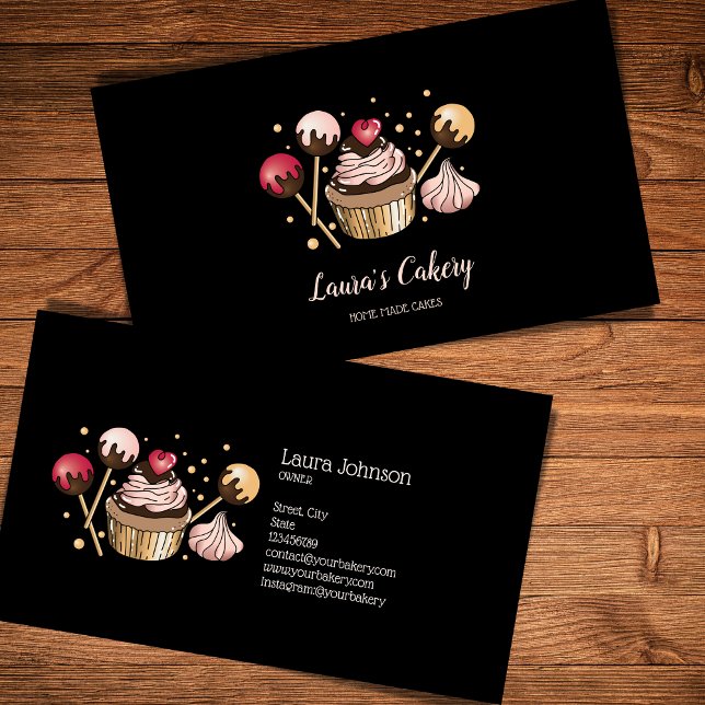 Cakes & Sweets Cupcake Home Bakery Dripping Gold Business Card (Creator Uploaded)