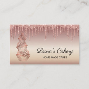 Cakes & Sweets Cupcake Home Bakery Dripping Gold Business Card