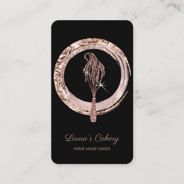 Cakes & Sweets Cupcake Home Bakery Dripping Whisk  Business Card (Front)