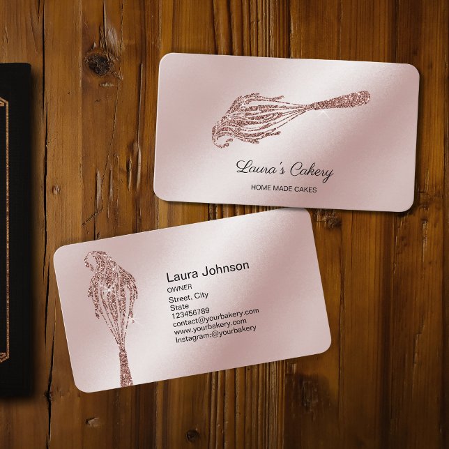 Cakes & Sweets Cupcake Home Bakery Dripping Whisk  Business Card (Creator Uploaded)