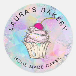 Cakes & Sweets Cupcake Home Bakery Rose Gold Class Classic Round Sticker