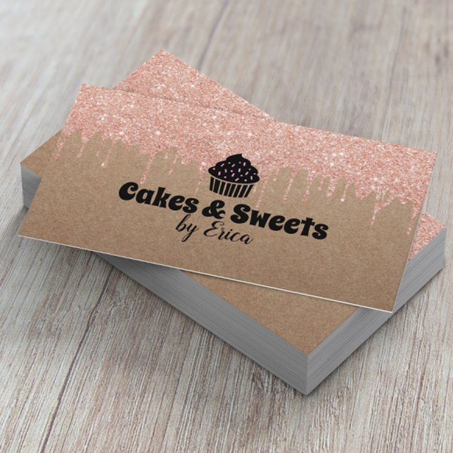 Cakes & Sweets Cupcake Home Bakery Rustic Kraft Business Card (Creator Uploaded)