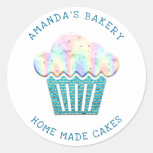 Cakes Sweets Cupcake Home Vegan Bakery Glitter Tea Classic Round Sticker