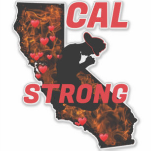 CAL FIRE STRONG Red Blk CA Solid Heart