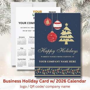 Cal Modern Festive Business Logo QR Holiday Card