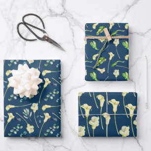 Cala Lilies and Eucalyptus Wrapping Paper Sheet