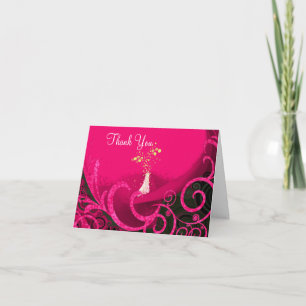 Cala Lilly Deep Rasberry Swirls Thank You Card