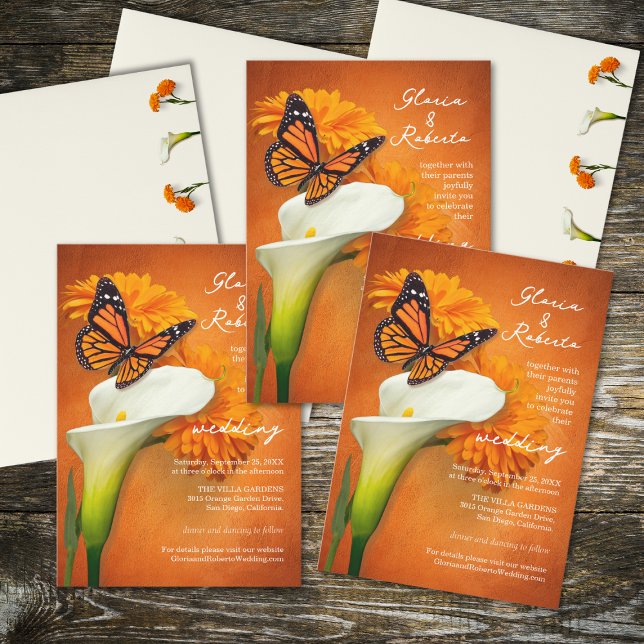 Cala Lily, Marigolds & Butterfly Mexican Wedding  Invitation (Creator Uploaded)