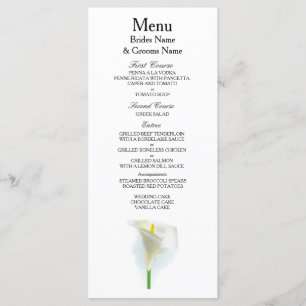 Cala Lily Modern Simple Elegant Wedding Ideas Menu