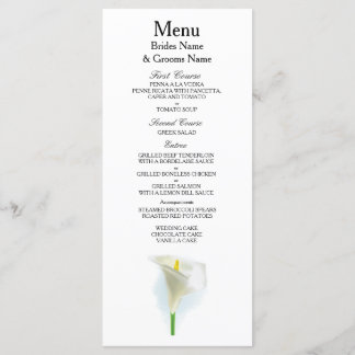 Cala Lily Modern Simple Elegant Wedding Ideas Menu
