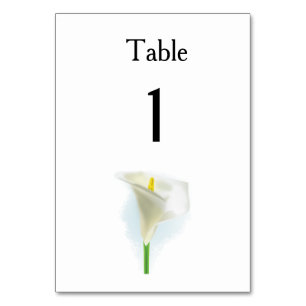 Cala Lily Modern Simple Elegant Wedding Ideas Table Number