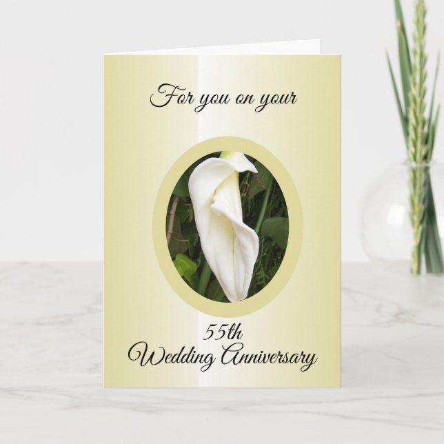 Cala Lily Personalised 55th Wedding Anniversary Card (Front)