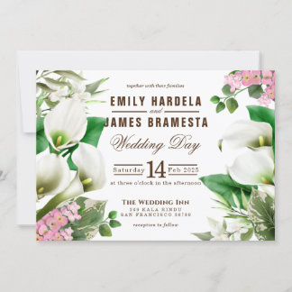 Cala Lily Tropical Watercolor Budget Wedding Invitation