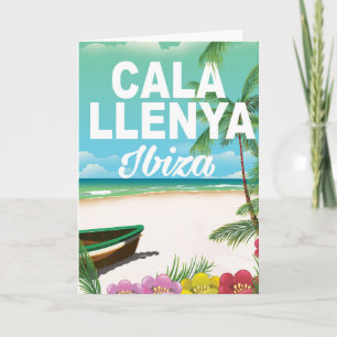 cala llenya ibiza beach travel poster holiday card
