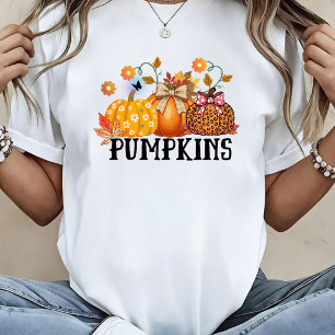 Calabaza de leopardo con estampado floral bohemio  T-Shirt