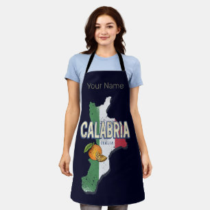 Calabria Italy Retro Region Map Vintage Souvenir Apron