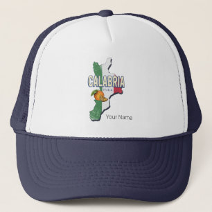 Calabria Italy Retro Region Map Vintage Souvenir Trucker Hat