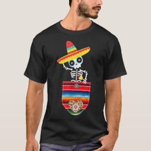 Calaca Blanket Pocket Serape Meican Gifts Cinco De T-Shirt