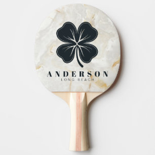 Calacatta Gold Marble Four Leaf Clover with Name Ping Pong Paddle