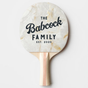 Calacatta Gold Marble Stone Retro Family Name Ping Pong Paddle