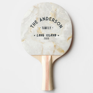 Calacatta Gold Marble Vintage Seaside Family Name Ping Pong Paddle