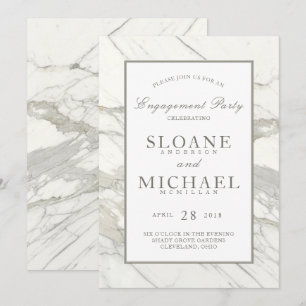 Calacatta Marble Frame Elegant Engagement Party Invitation