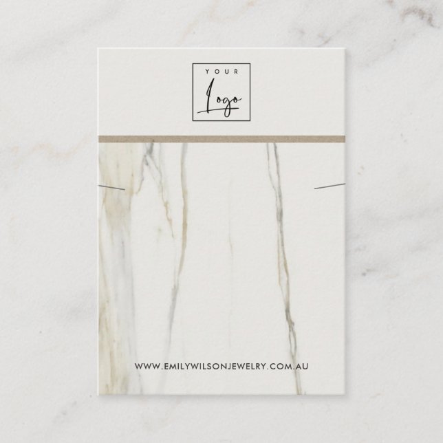 CALACATTA MARBLE TEXTURE NECKLACE BRACELET DISPLAY BUSINESS CARD (Front)