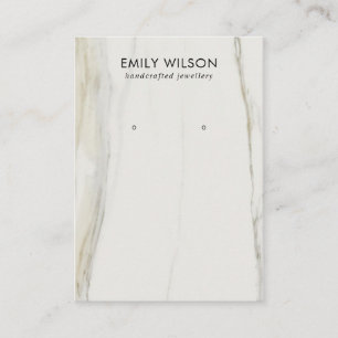 CALACATTA MARBLE TEXTURE STUD EARRING DISPLAY BUSINESS CARD