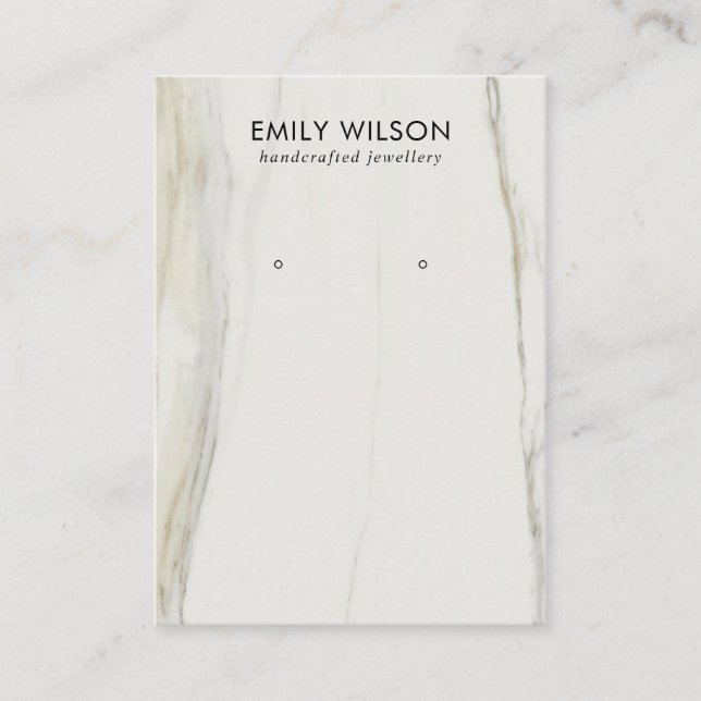 CALACATTA MARBLE TEXTURE STUD EARRING DISPLAY BUSINESS CARD (Front)