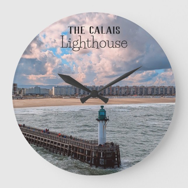 Calais Lighthouse by  water  I Acrylic Wall Clock (Front)
