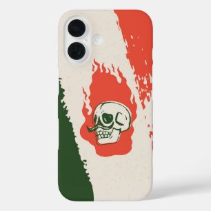 Calavera Caliente – Flaming Skull with Moustache iPhone 16 Case