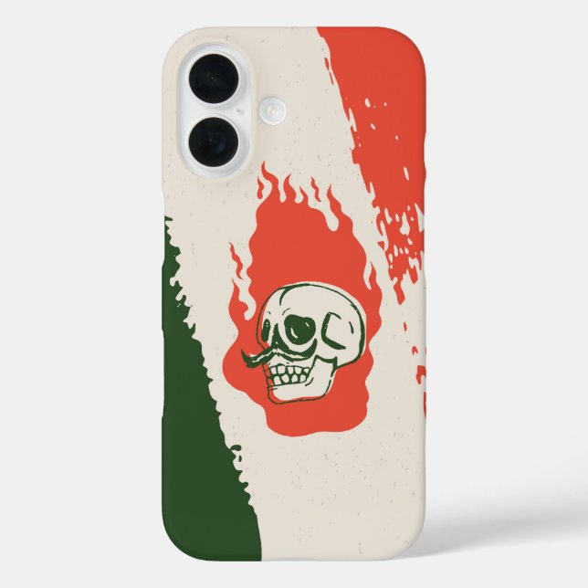 Calavera Caliente – Flaming Skull with Moustache Case-Mate iPhone Case (Back)