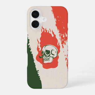 Calavera Caliente – Flaming Skull with Moustache iPhone 16 Case