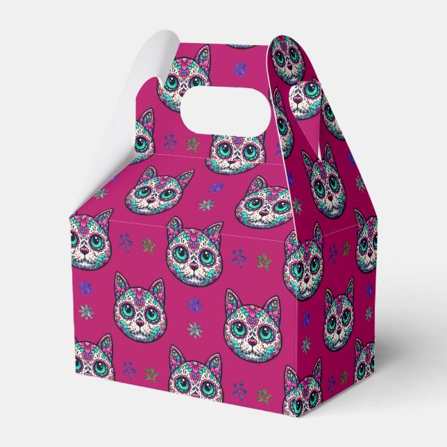 Calavera Cat Art Pattern Favour Box (Back Side)