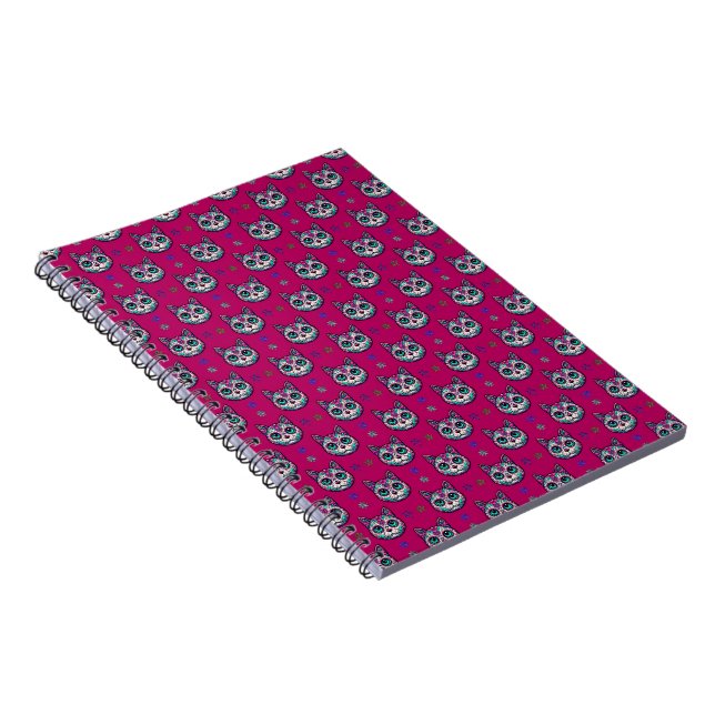 Calavera Cat Art Pattern Notebook (Right Side)
