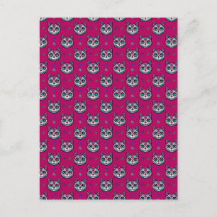 Calavera Cat Art Pattern Postcard